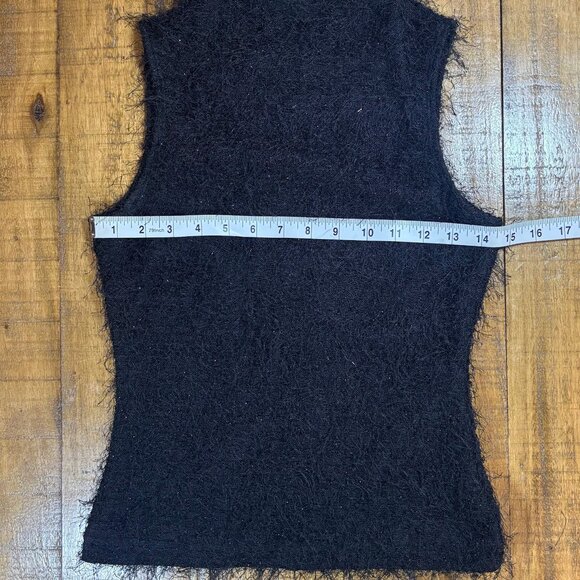 Y2K My Michelle Black Fuzzy Glitter Eyelash Knit Mock Neck Sweater Tank Top … - Picture 8 of 9